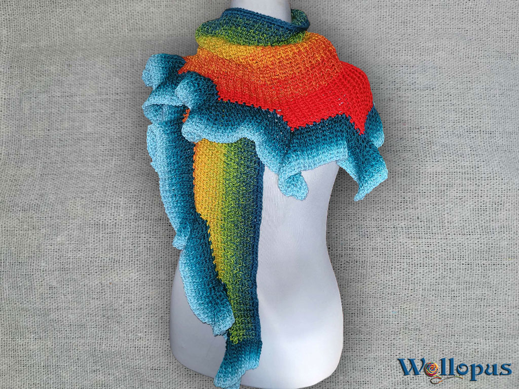 Tuch Hibiskusblüte, tunesisch gehäkelt