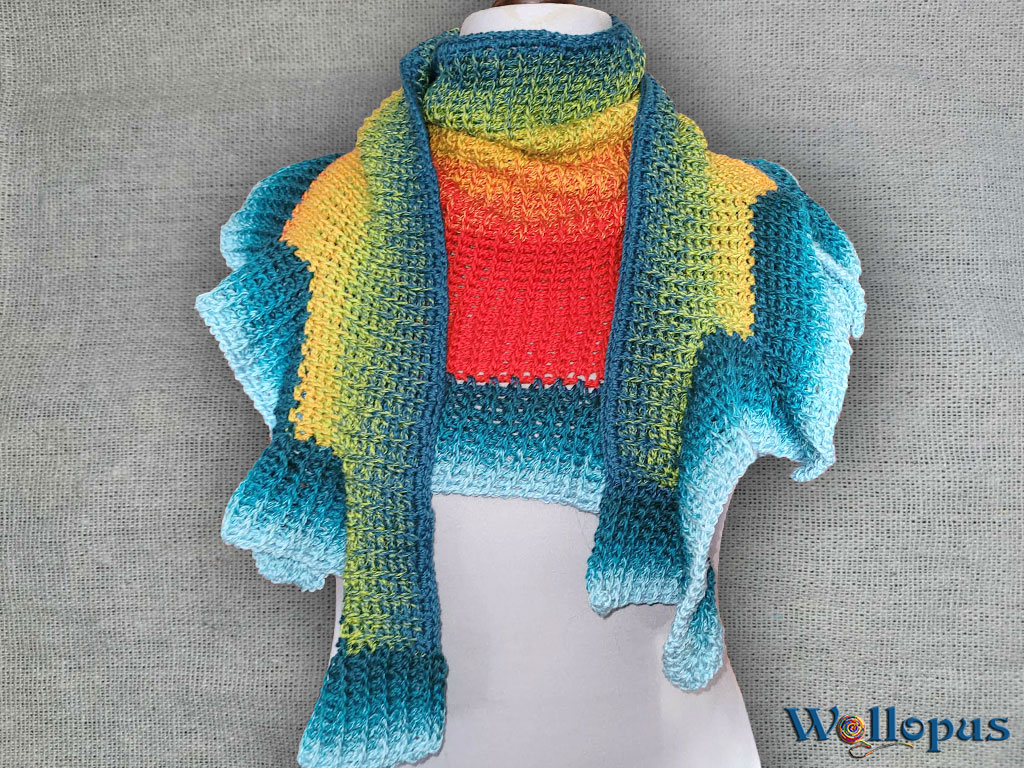 Tuch Hibiskusblüte, tunesisch gehäkelt – Bild 2